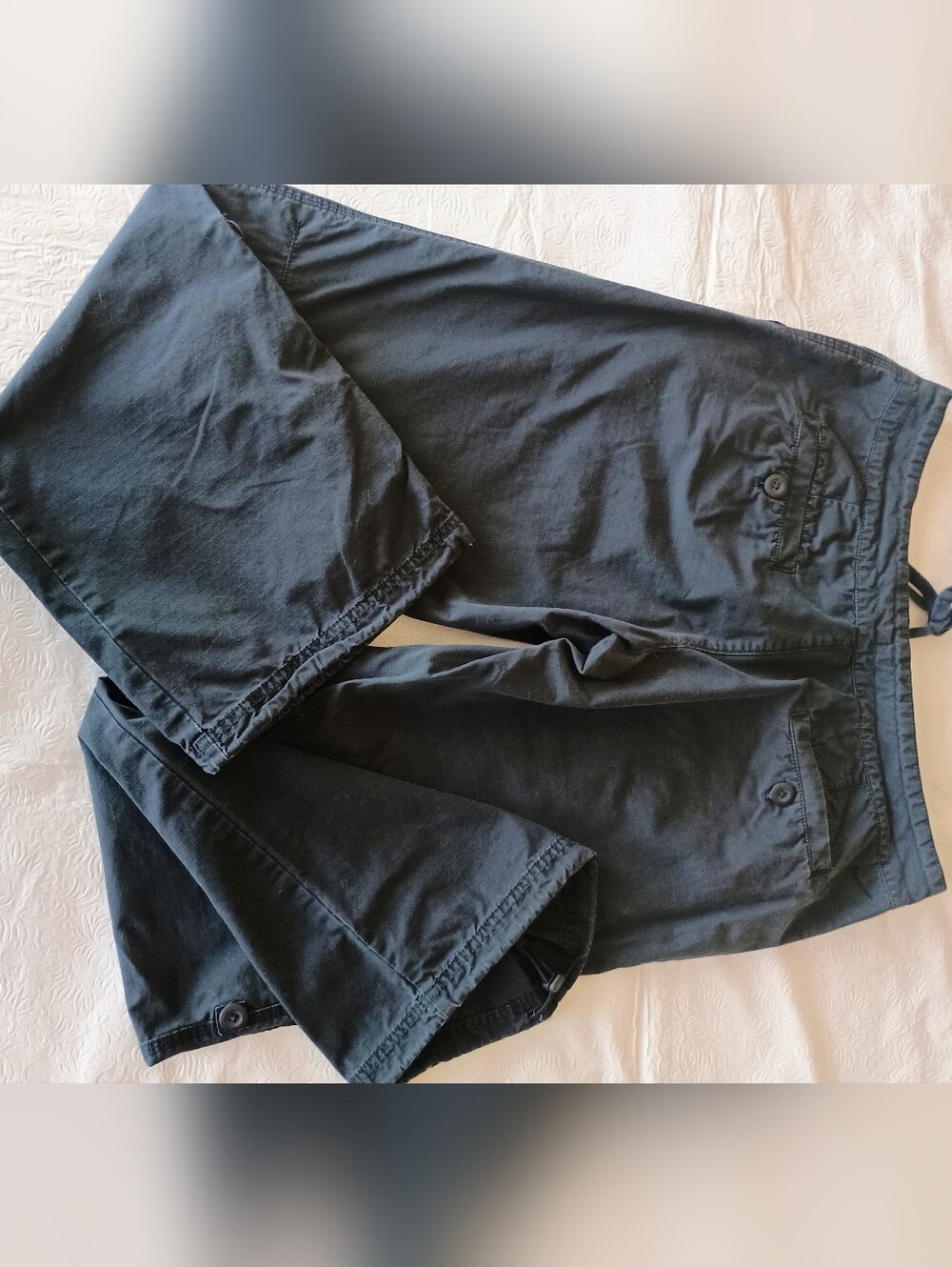 Casual Wide-Leg Button Pocket Pants - Black - Picture 5 of 8